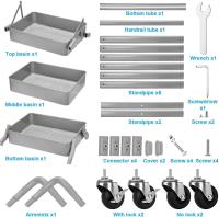 Cocina de 3 Niveles, Carrito Plegable de Metal, Estante con Ruedas, Organizador de estantes, Estante de Cocina, Carrito Plegable Multiusos para Cocina, baño, Oficina (Verde) - details 14