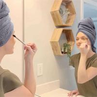 Secado rápido extra grande de microfibra con banda elástica, turbante suave ultra absorbente del abrigo de la toalla del pelo - details 12
