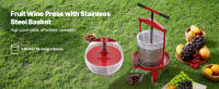 SucceBuy Prensa Manual para Vino de Frutas de 3,69 Gal/14L, Cesta de Acero Inoxidable con Viga Transversal y Diseño Triangular Estable - details 0