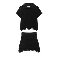 Estilo nueva chaqueta de ropa de mujer falda de punto a cuadros decorada con borlas - details 1