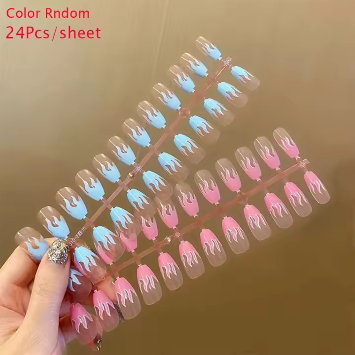 Arte de Uñas de Baile Francés con Diamantes Artificiales Set Completo de Punta de Uñas Desmontables - 1