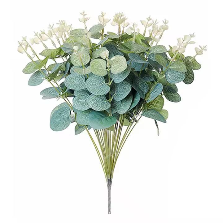 Verde - Plantas Falsas de 20 Piezas - Hoja de Eucalipto de Seda - Decoración Artesanal para el Hogar - Jardín - Boda - Álbum de Recortes - Flor Artificial - 1