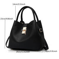 Bolso De Hombro Para Mujer Gran Capacidad Bolso De Mano Con Patrón De Lichi Bolso Cruzado De PU Bolsa Mensajera Para Dama - details 5