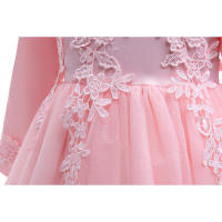 Vestido de noche para niñas con falda abullonada de malla con bordado de estilo nuevo para niños - details 25