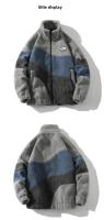 Otoño/Invierno nueva chaqueta de pareja para hombres y mujeres moda cuello alto bloque de Color chaqueta cálida holgada salida de fábrica - details 5