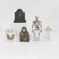 4 Uds Mini RIP lápidas calaveras DIY cementerio ataúd cementerio miniatura decoración de Halloween accesorios de adornos de jardín de hadas - details 4