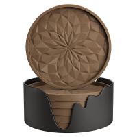 Posavasos de silicona con soporte para bebidas, posavasos para bebidas calientes o frías, antideslizante, antiadherente, bandeja profunda para café, paquete de 6 - details 0