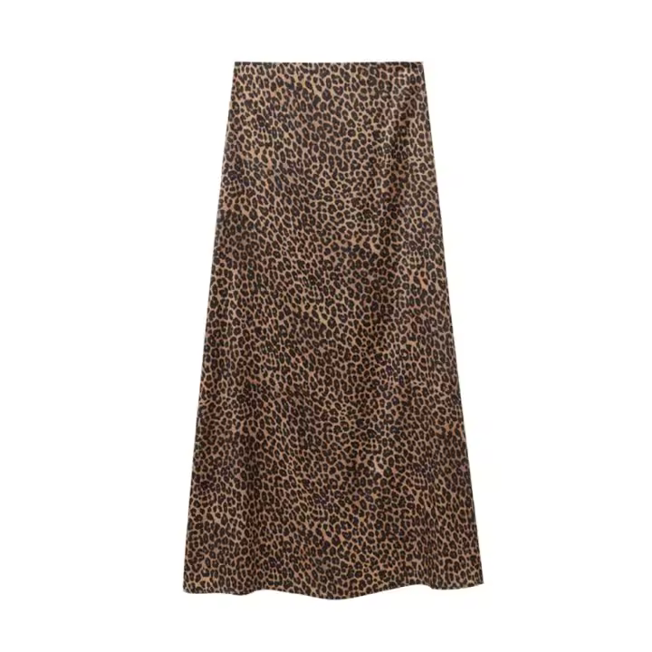 Falda de Satén con Estampado de Animal Estilo Veraniego Versátil para Mujeres - 1