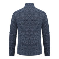Autumn And Winter New Jersey Men's Casual Sports Coat Solid Color Stand Collar Wweater Grab Fleece Warm Zipper Cardigan - details 18
