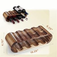 Estante de almacenamiento de vino de madera, soporte de botella de encimera, 2 niveles, 8 botellas, pequeño estante de vino, organizador rústico - details 1