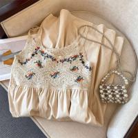 Jyccr Bohemian ral bordado corto sin mangas para mujer verano dulce crochet correa de espagueti vestido de vacaciones - details 2