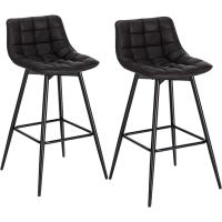 2X Taburete de Bar con Respaldo Paquete de 2 Marco de Metal Muebles Cocina Asiento de Cuero Sintético Taburete Alto Cocina Sillas Altas Bar Cocina Antracita BH249an-2 - details 0