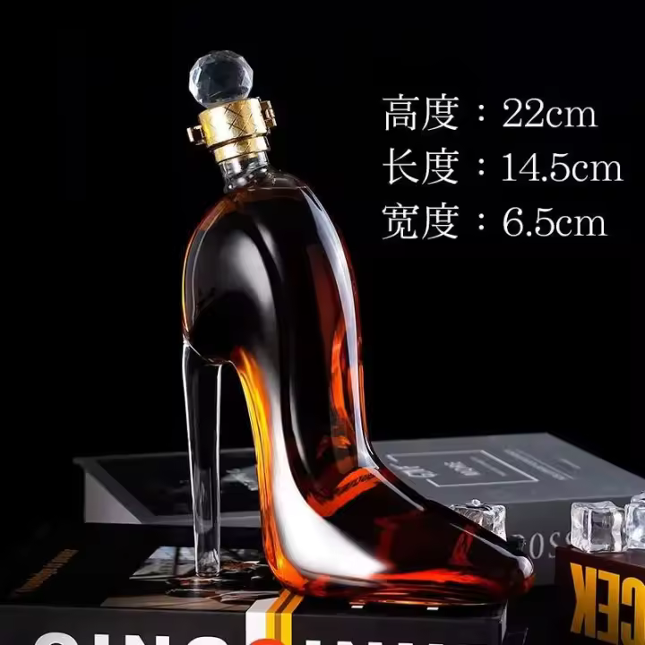 Botellas de whisky con forma de tacones altos, 375ml, 700ml, cristal, Merlot, ron, vodka, botellas, dispensadores de vino, herramientas de bar - 1