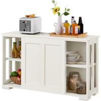 Aparador de Buffet para Sala de Estar Estilo Cerradura de Puerta Vitrina de Ancho para Muebles de Almacenamiento Blanco - details 0