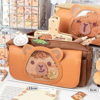 Bolsa de Pluma Capibara en Forma de Estrella Gran Capacidad Estante de Papelería de Lona con Brillo - details 6