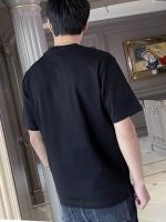 Camiseta de Algodón Puro con Estampado a Rayas Cuello Redondo y Manga Corta - details 1