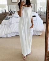 Vestido de salón con mangas de murciélago de color sólido para mujer, camisón de manga corta cómodo e informal para uso diario, ropa de dormir para todas las estaciones - details 2