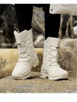 Botas de nieve impermeables para mujer, botines de piel cálida, con plataforma, color negro, a la moda, Invierno - details 19