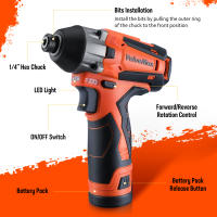 VALUEMAX Destornillador de impacto inalámbrico de 12 V, LED, 7 accesorios - details 1