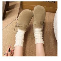 Chanclas de mujer de piel con puntera redonda para exterior Casual Suede Slippers, Otoño/Invierno 2025 - details 21