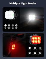 Luces de bicicleta ultra delgadas, luces de bicicleta recargables delanteras y traseras, luz de bicicleta de 4+6 modos, luces de ciclo impermeables IP65 para seguridad vial - details 4