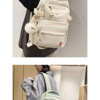 Nombre: mochila ligera y elegante con múltiples bolsillos para el trabajo, mochila escolar para estudiantes, con colgante, Color - details 6