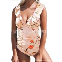 Traje de baño con cuello en V con traje de baño con cordones y borde con volantes - details 14
