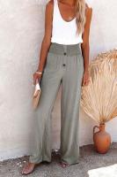 Pantalones de mujer con cintura elástica, pierna ancha, corte holgado, lino, estético, original, clásico, elegante y con estilo - details 12