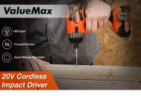 VALUEMAX Destornillador de impacto inalámbrico de 20 V, paquete de 1 batería, 7 accesorios - details 0