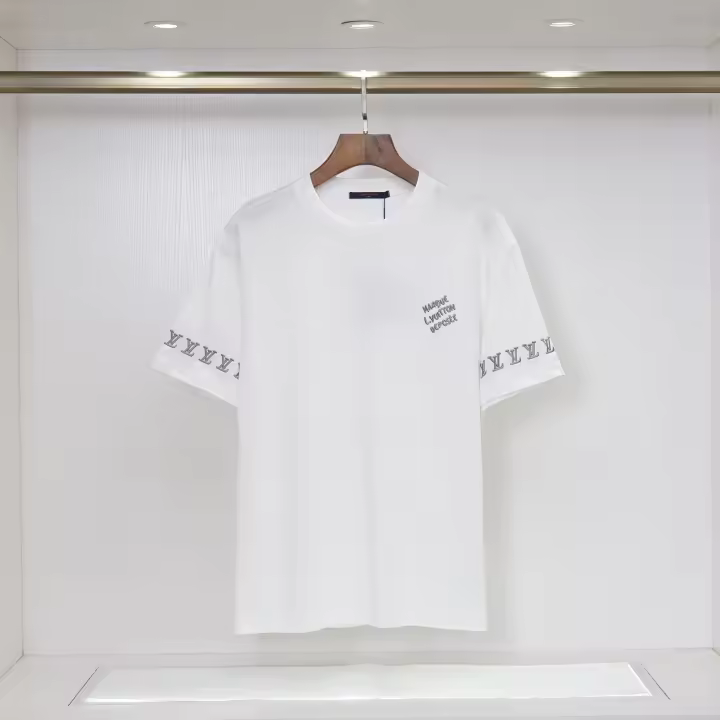 Camisetas Casuales de Verano para Hombres Algodón Puro, Cuello Redondo, Mangas Cortas, Nuevas Camisetas de Pareja con Estampados de Logotipo - 1
