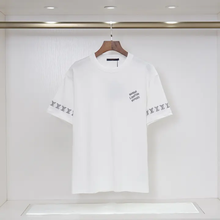 Camisetas Casuales de Verano para Hombres Algodón Puro, Cuello Redondo, Mangas Cortas, Nuevas Camisetas de Pareja con Estampados de Logotipo - 1