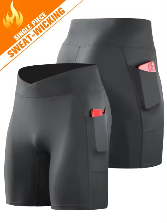 Pantalones deportivos elásticos transpirables para hombres con bolsillo, pantalones de compresión de secado rápido para entrenamiento al aire libre, ciclismo y carrera - 1