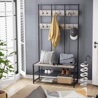 Perchero Grande Industrial Mueble de Entrada con 12 Ganchos y Banco para Zapatos - details 16