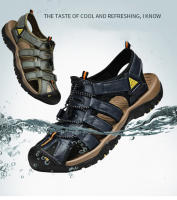 Sandalias de piel auténtica para hombre, zapatos informales para la playa, calzado deportivo antideslizante para exteriores, zapatos romanos de talla grande 38-48 - details 3
