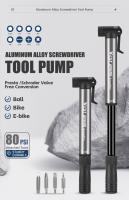 WEST BIKING-bomba portátil de aleación de aluminio para bicicleta, válvula Schrader Presta, Inflador de neumáticos con destornillador, herramienta de 80 PSI, accesorios para bicicleta - details 0