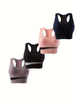 Sujetadores Deportivos De Bloque De Color, Sujetador Íntimo Cómodo Y Transpirable, Lencería Y Ropa Interior para Mujer, 4 piezas - details 3