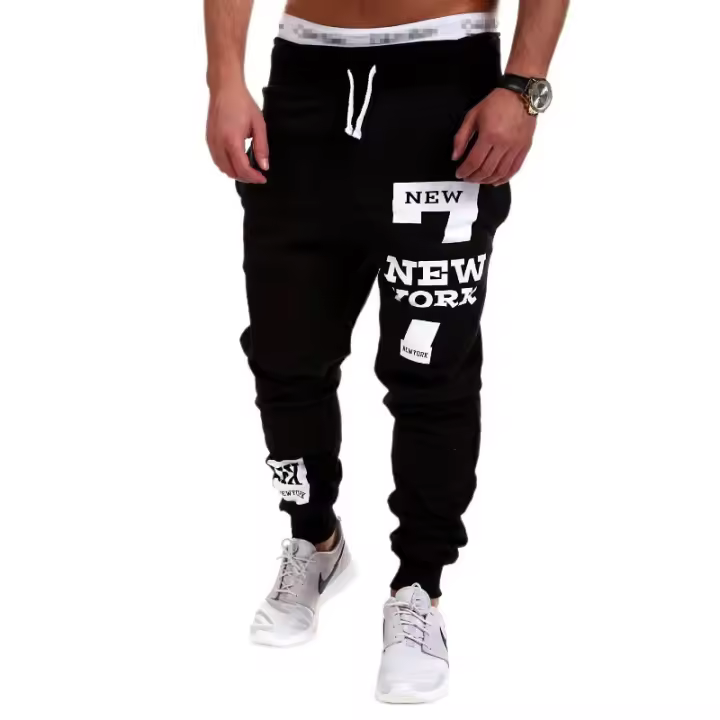 Pantalones deportivos informales con letras para hombre, diseño de estampado Hip Hop, nuevo estilo - 1