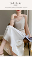 Elegante Vestido de Seda Satinada de Estilo Francés Vestido Largo 2025 con Cuello en V y Fondo de Rodilla - details 1