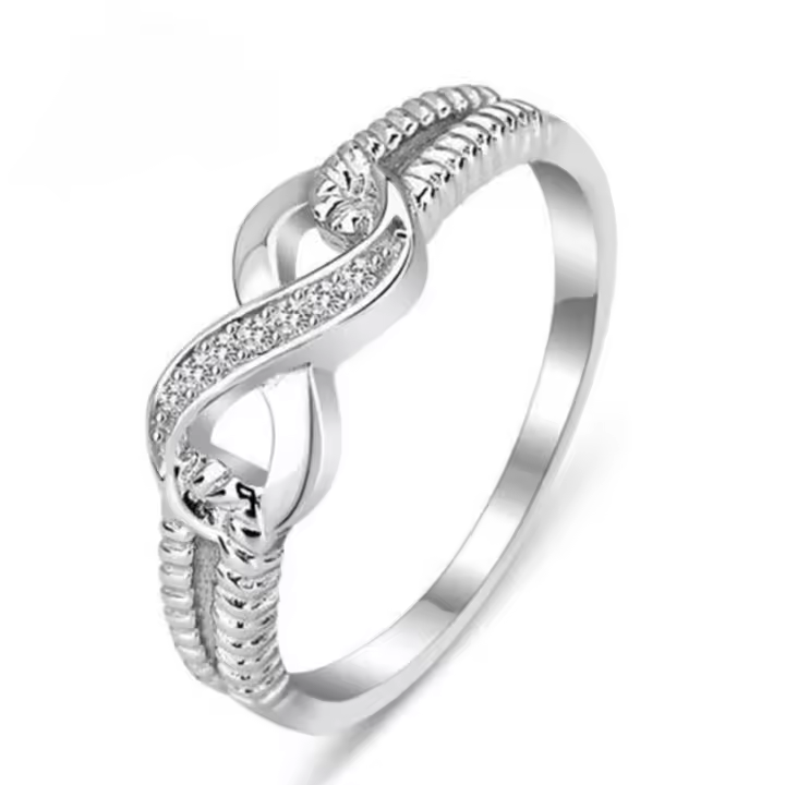 Anillo Eterno De Letras Suertudas En Forma De 8 Para Mujer Plata De Ley 925 Con Circonita AAA Joyería De Boda Regalo Para Mujeres - 1