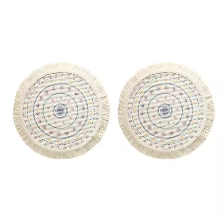 Tapete de lugar impreso, posavasos con estampado bohemio para aislamiento del hogar, forma Circular, mesa de cena, 2 uds. - 1