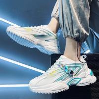 Zapatos de los hombres de verano transpirable nuevo estudiante deportes y zapatos de ocio estilo Hong Kong personalidad cambio gradual plataforma de color papá zapatos hombres - details 6