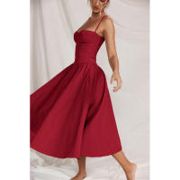 Vestido Largo Vintage de Verano 2025 Estilo de Corte Real con Cuello de Corazón Dulce - details 101