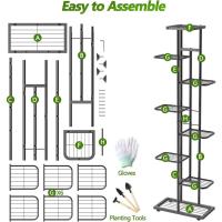 8 niveles, metal negro, con herramientas de jardín y guantes, 141 cm, estantería para plantas, para interior y exterior - details 3