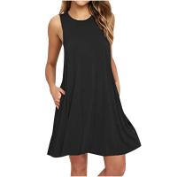 Vestido informal de verano para mujer, ropa playera, plisada, lisa, con bolsillos - details 1