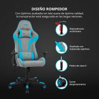 DR90 - Silla Gaming Profesional, Tejido Transpirable, reposabrazos 2D Acolchado, Base Nylon Reforzado, pistón Clase 4, cojín Lumbar y Cervical, Color Gris/Blanco - details 14