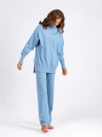 BGTEEVER-suéteres cálidos de manga larga para mujer, jersey de cuello alto y pantalones de pierna ancha de punto, trajes elegantes e informales, 2 piezas - details 6