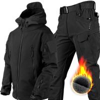 Conjunto de chaqueta táctica impermeable para hombre, chaqueta de caza, senderismo, exterior, Concha suave, invierno, 2 piezas - details 5