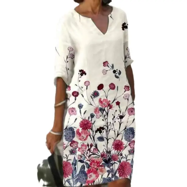 Vestido de manga media con estampado de mariposa, novedad de 2024 - 1