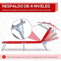 Tumbona Plegable Tumbona de Jardín Exterior Reclinable con Toldo Desmontable con Ángulo Regulable Respaldo Ajustable en 4 Niveles para Terraza Piscina Patio 187x58x36 cm Marrón - details 21