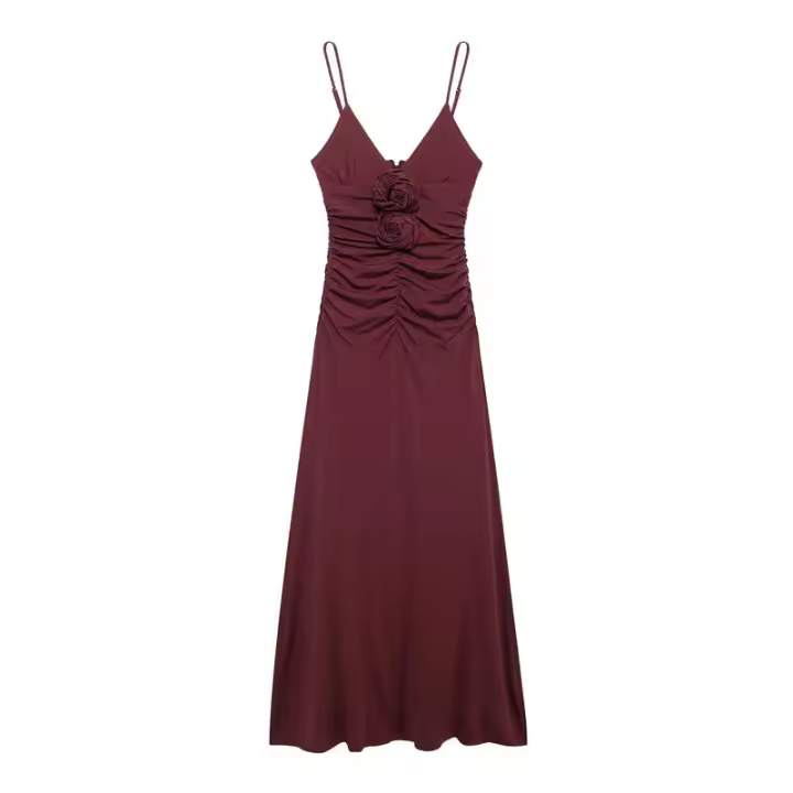 - Ropa de mujer de estilo europeo y americano, nueva moda, decoración de flores convexas, flauta sin tirantes con cuello en V ss - 1